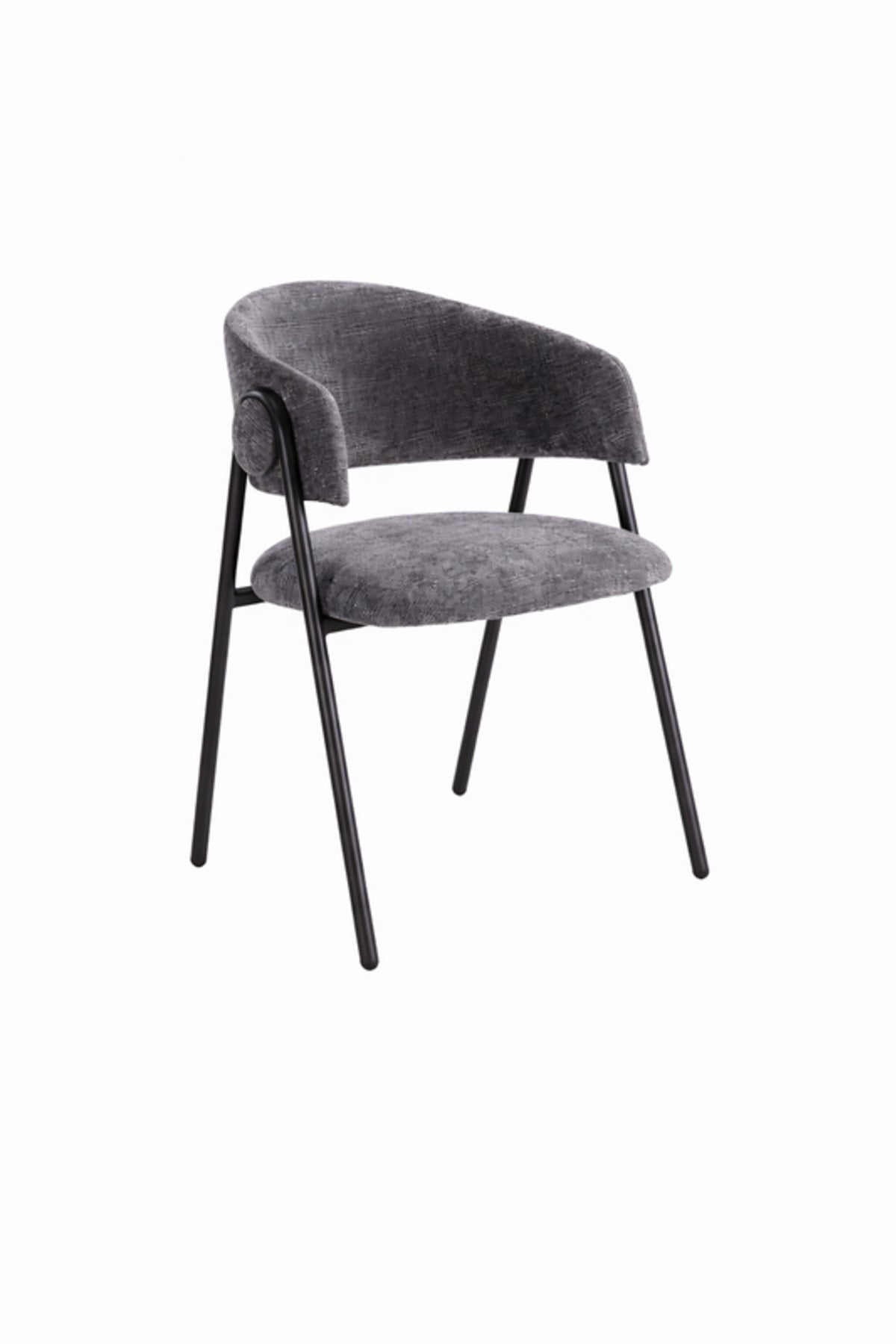 Dark Grey Armchair with Black Metal Legs, 80x45x49 CM dark grey armchair Dining Room