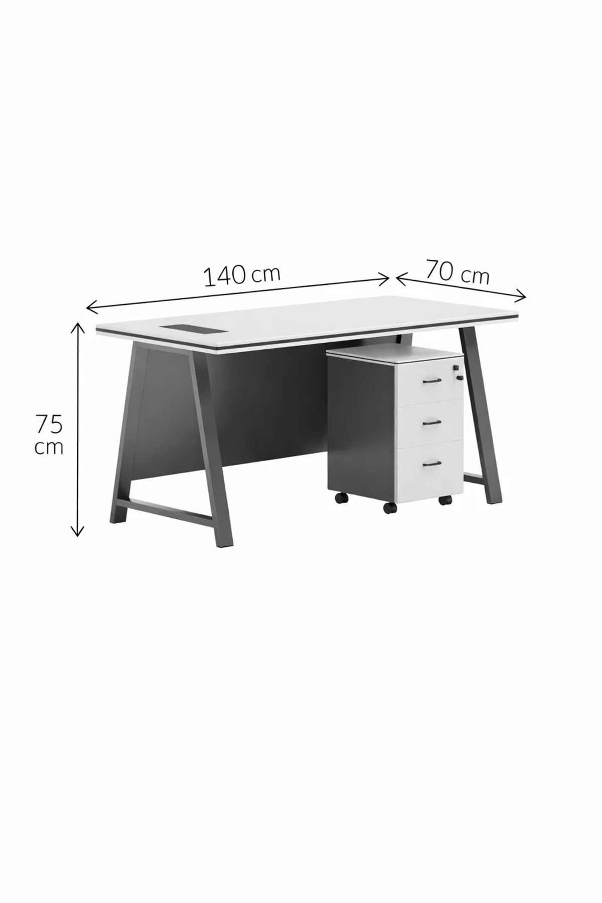 Stylish 140cm Office Desk with Mobile Pedestal White & Grey Computer Workstation for Modern Office