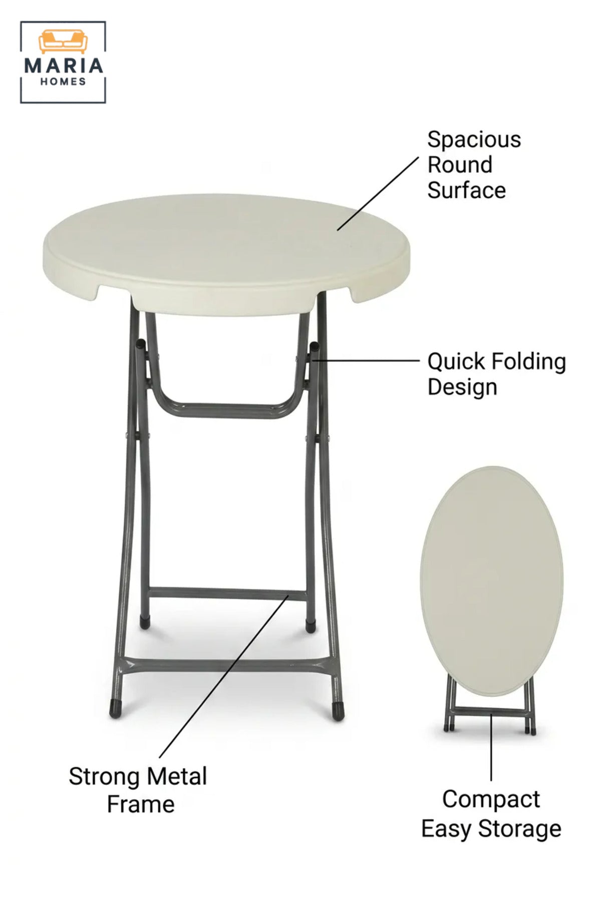 Portable Round Folding Bar Table with Metal Legs, Space-Saving Tall Cocktail Table for Parties, Events, Catering, Garden, Balcony and Indoor Use