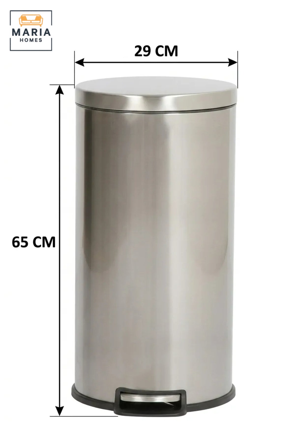 Stainless Steel Round Pedal Trash Bin with Lid, Slim Hands-Free Waste Container for Kitchen, Bathroom, Bedroom, Office, Hotel and Commercial Use