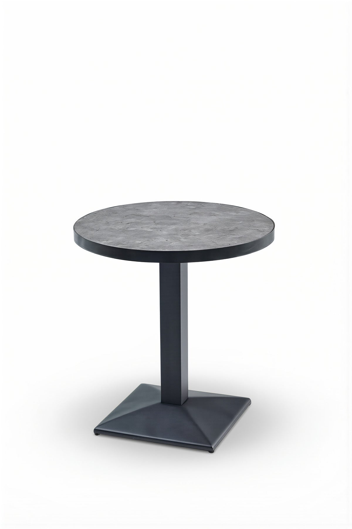 Stylish Grey Round Dining Table 70cm Melamine Top for Modern Kitchens Cafes and Bistro Spaces