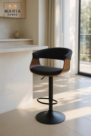Modern Black Adjustable Bar Stool with Footrest, Swivel High Chair for Kitchen Island & Home Bar