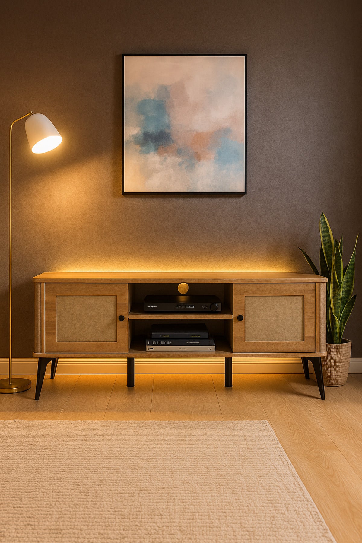 TV Stand with Storage | Modern TV Cabinet with Shelves & Side Doors | 160_40_50 cm
