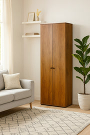 Modern Brown Wooden Wardrobe √ê 196_62_36 cm | Elegant 2-Door Storage Cabinet for Bedroom or Office