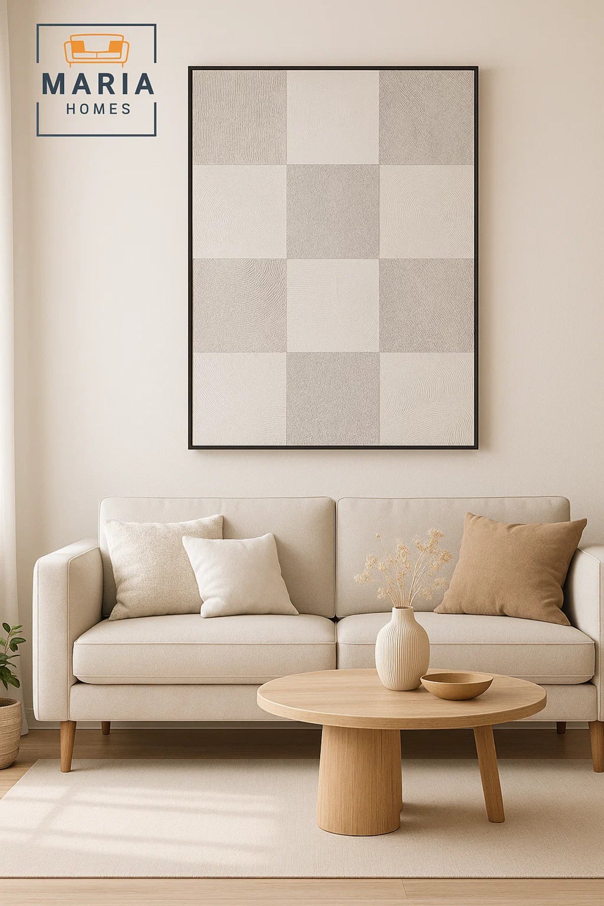 Modern Geometric Wall Art Ð Textured 3D Decorative Panel in Grey & White