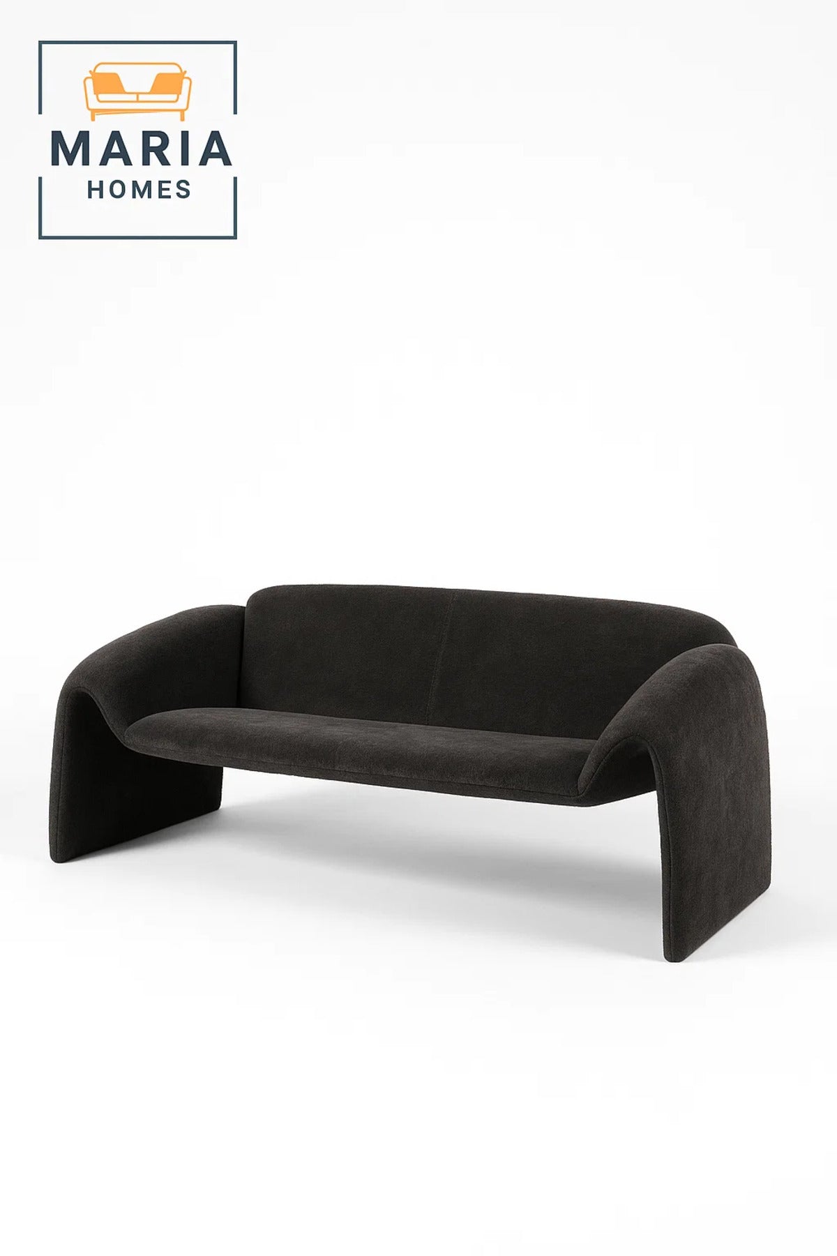 Modern Gray Sofa √ê Curved Fabric 3-Seater for Living Room & Lounge Spaces