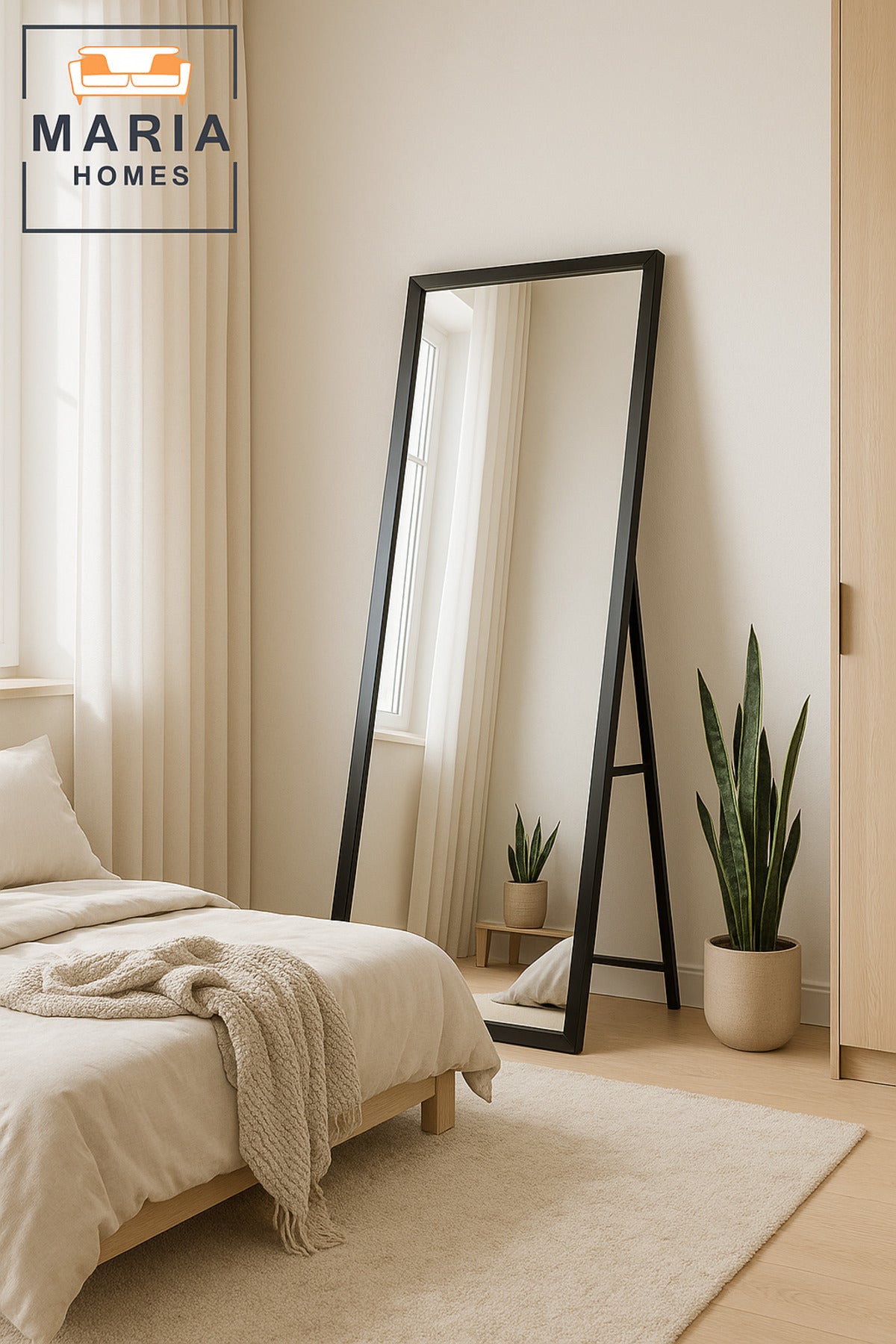 Modern Full-Length Standing Mirror Ð Black Frame, 165x65 cm