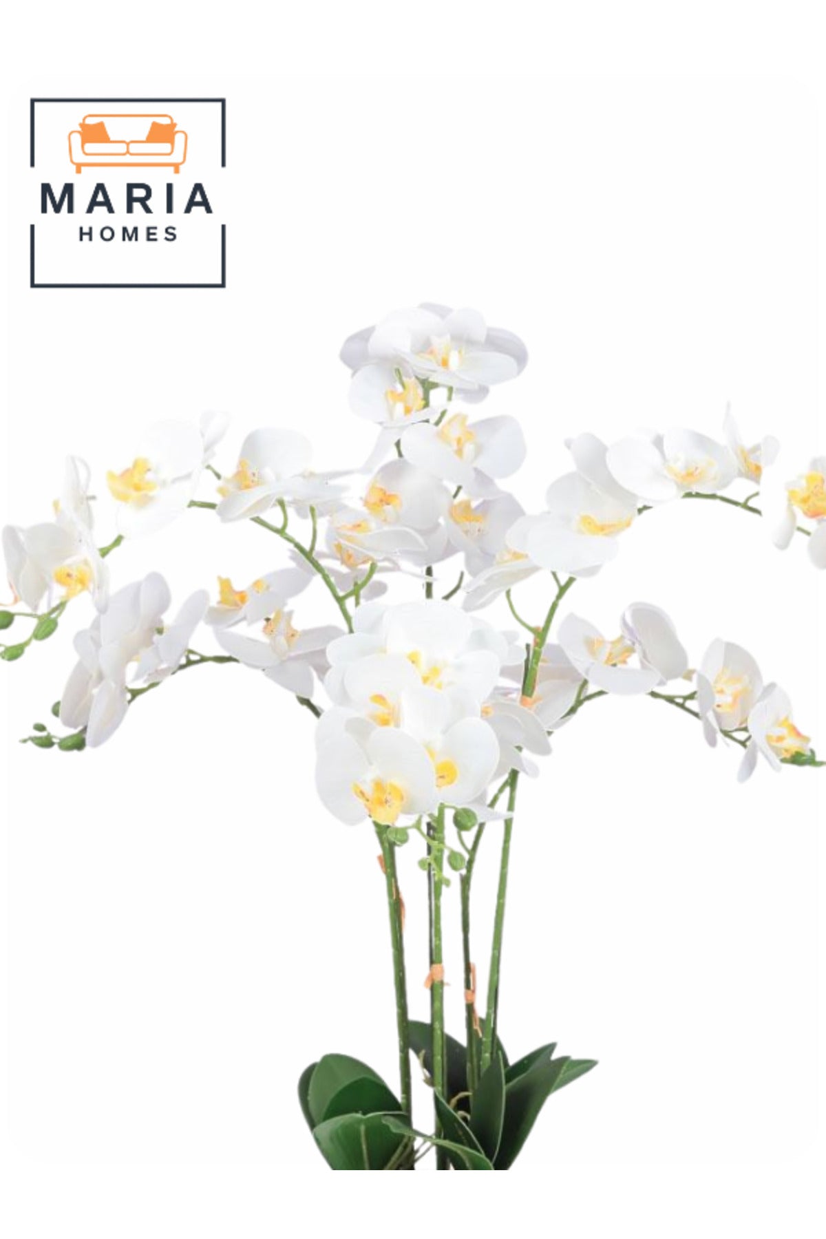 Artificial Orchid Flower 75 cm with 6 Branches Ð Decorative Indoor Plant with Gray Pot
