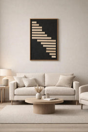 Luxury 3D Wood Wall Art Panel Abstract Geometric Design Modern Home Office Decor Large 120x80cm