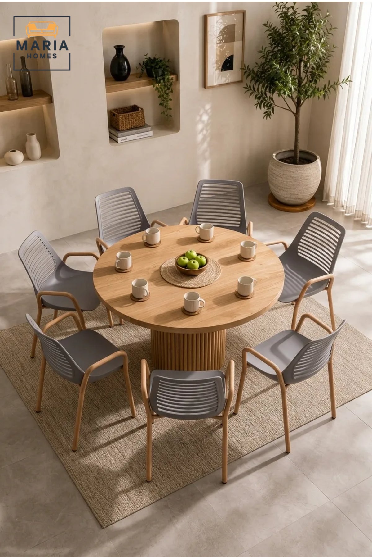 Grey Plastic Dining Chair with Wooden Armrests √ê Modern Scandinavian Dining Chair with Natural Wood Legs for Dining Room, Kitchen & Caf≈Ω