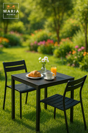 Stylish Black Square Dining Table 70x70x75 | Metal Frame | Modern Indoor Outdoor Table