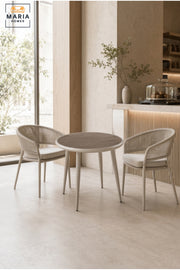 Modern Round Dining Table Caf≈Ω Table Patio Table Outdoor Bistro Table Wooden Top White