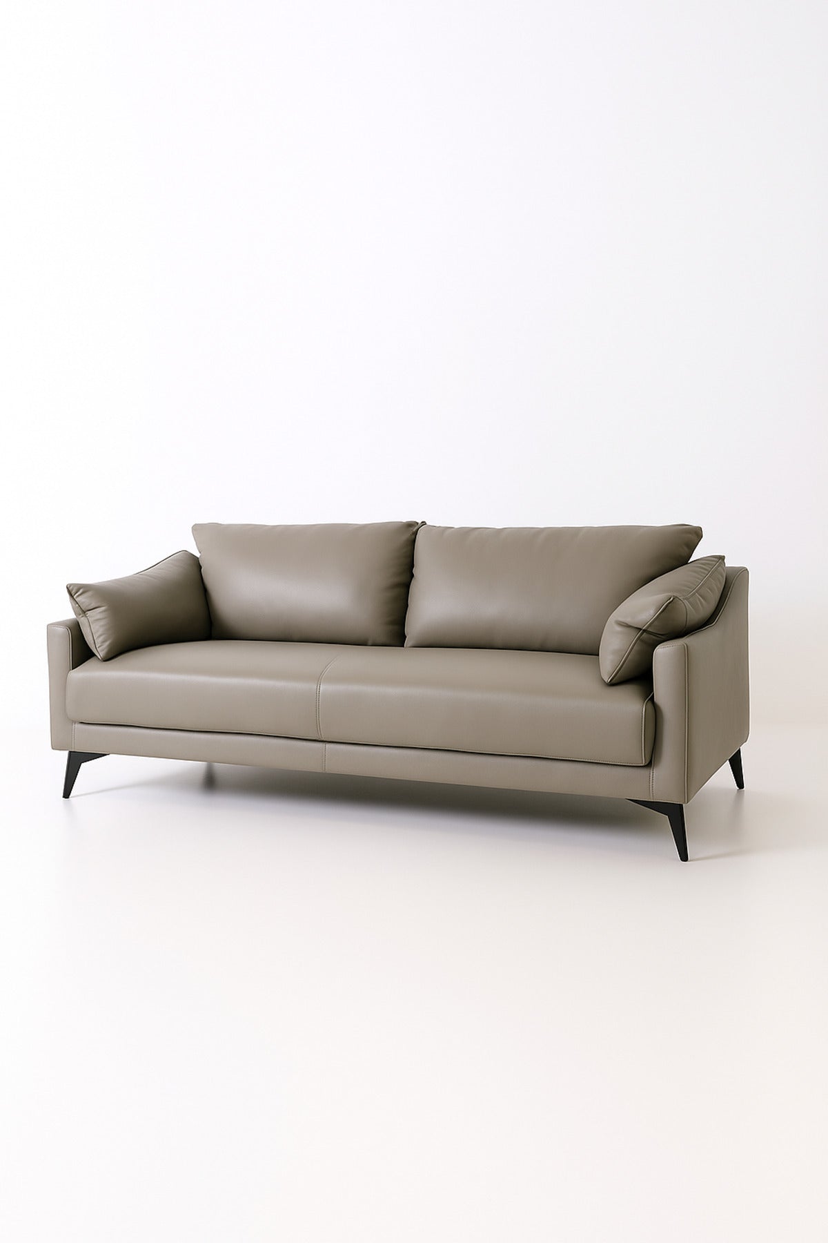 Gray 3-Seater Sofa Ð Modern Leather Fabric Sofa with Soft Cushions and Metal Legs for Living Room