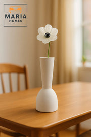 Modern White Decorative Vase Ð Sculpted Ceramic Table Vase with Textured Design