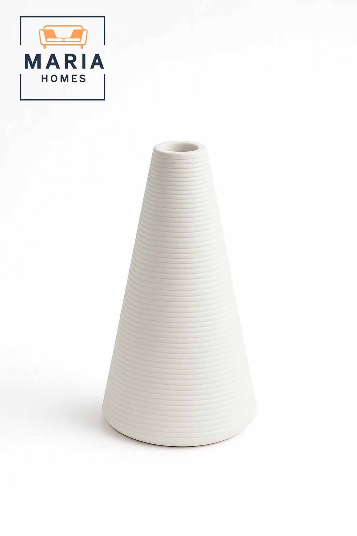 Modern White Decorative Vase Ð Cone-Shaped Ceramic Table Vase for Home & Office Decor