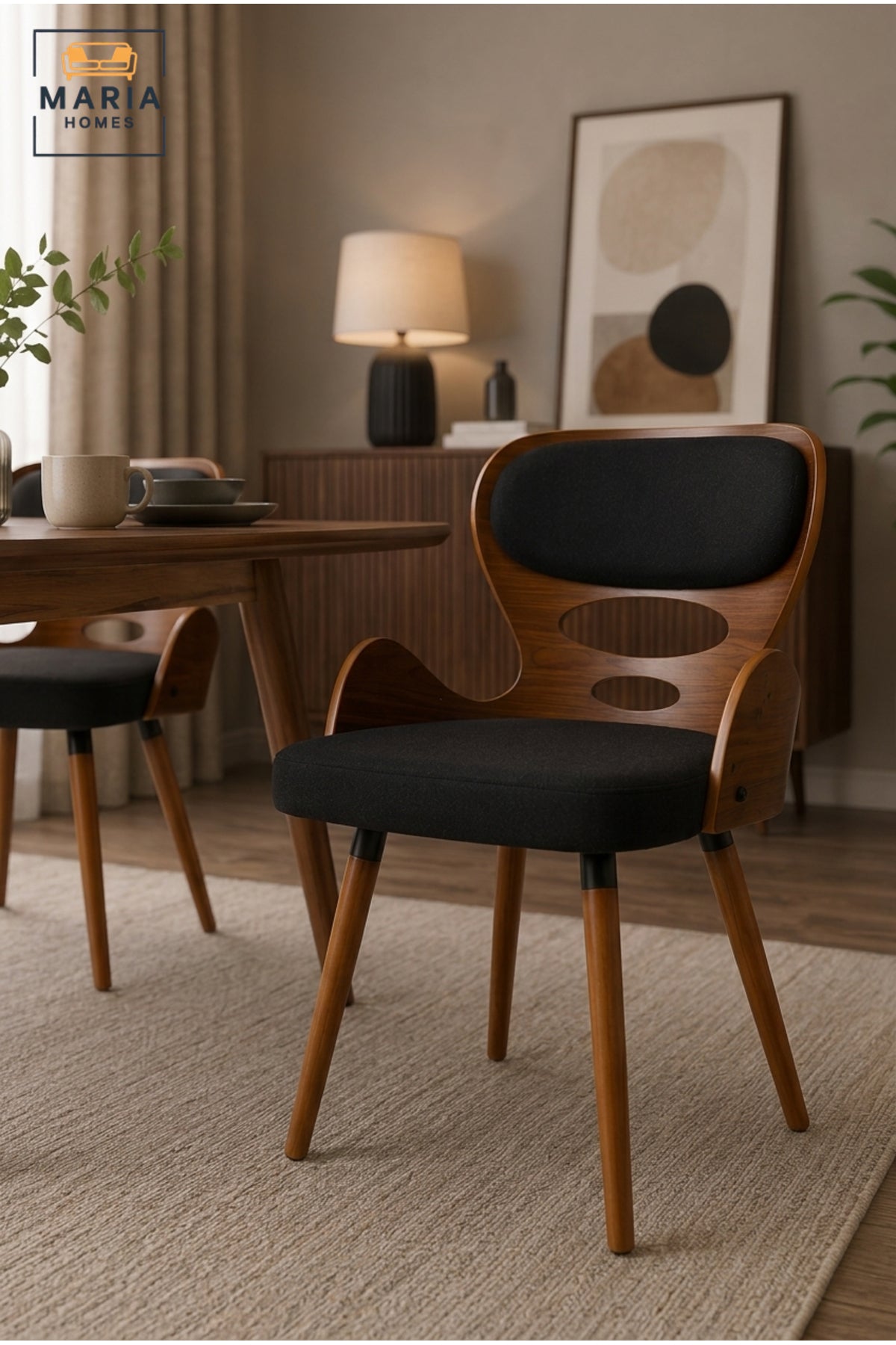 Modern Wooden Dining Chair with Upholstered Seat √ê Mid-Century Accent Chair for Dining Room, Caf≈Ω & Restaurant