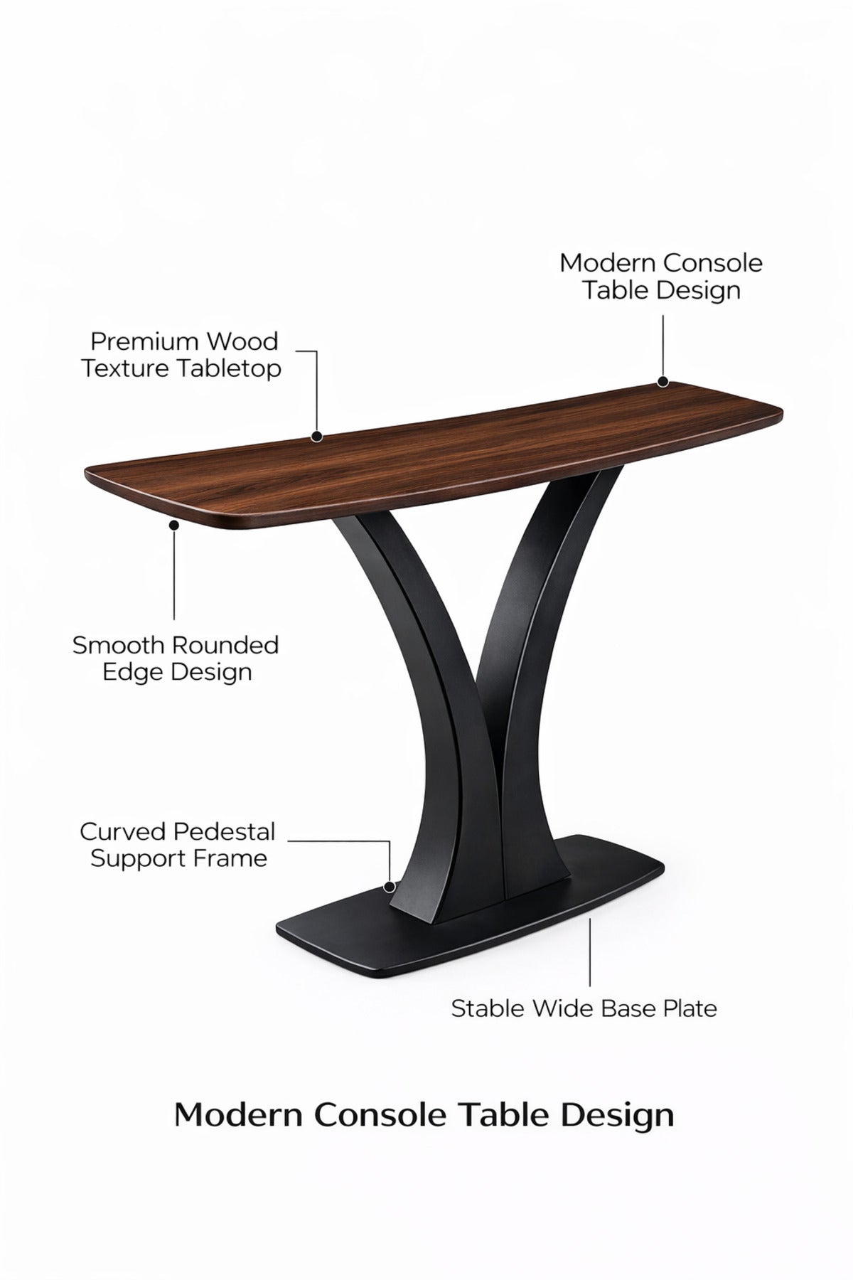 Brown Console Table with Black Metal Base Modern Entryway brown console table