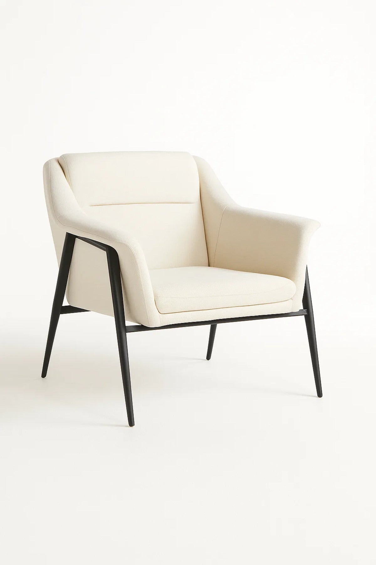 Cream Fabric Lounge Chair, Modern Armchair for Living Room, Bedroom, Entryway & Office Cabin
