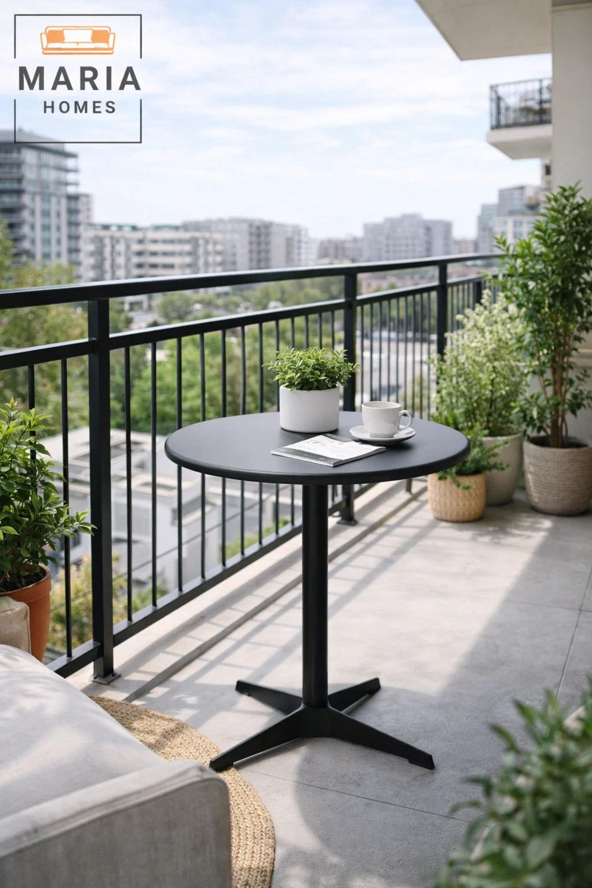 Black Round Table 60_73 cm Ð Modern CafŽ & Dining Table