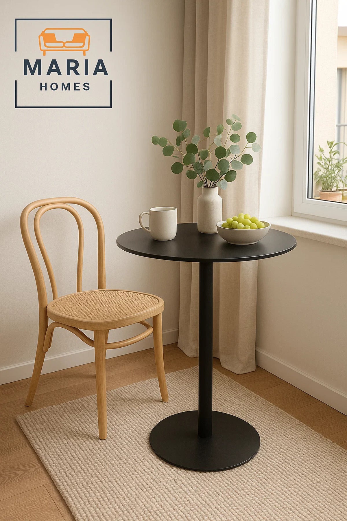 Sleek Black Round Metal Cafe Table Ð Minimalist Design