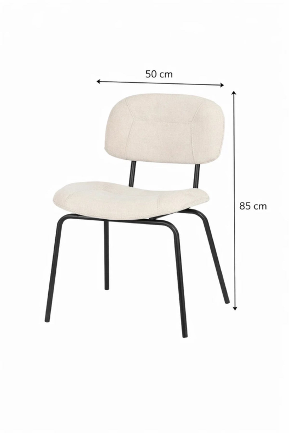 Modern Beige Dining Chair with Black Metal Legs Comfortable Dining Room Chair