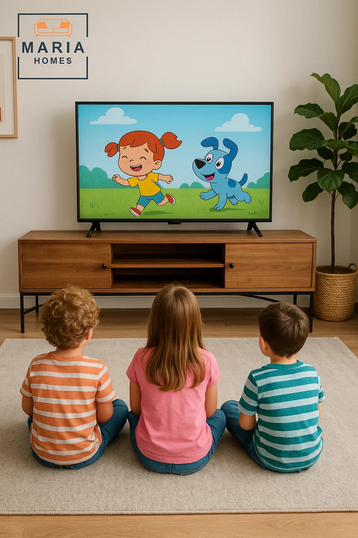 Large Industrial TV Stand in Brown Wood with Metal Base Ð 200x40x50 cm Media Console