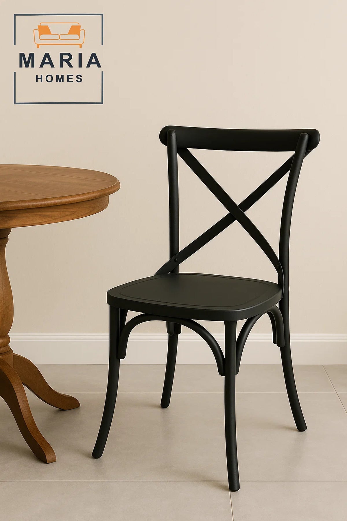 Black Cross Back Dining Chair Ð Elegant Plastic Chair for CafŽ, Kitchen, Events or Outdoor Seating
