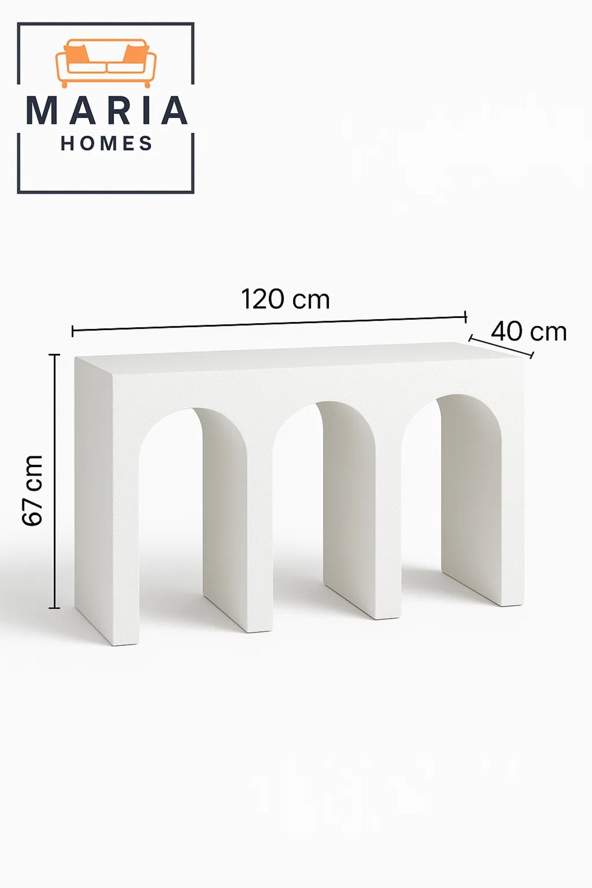 Modern Arch Console Table Ð Textured White Design 120x40x67cm Entryway Accent Furniture
