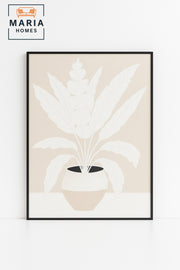 Large White & Beige Botanical Wall Art Ð Minimalist Framed Canvas 120_80 cm