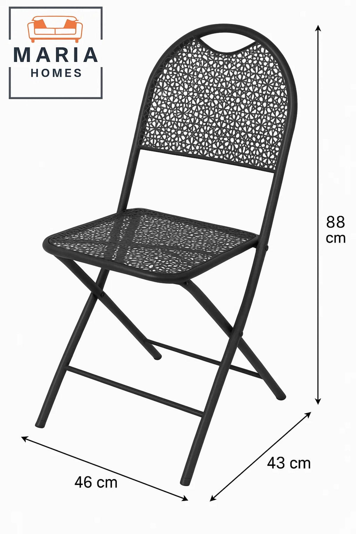 Black Folding Chair with Intricate Patterned Back Ð Space-Saving Outdoor & Indoor Seating