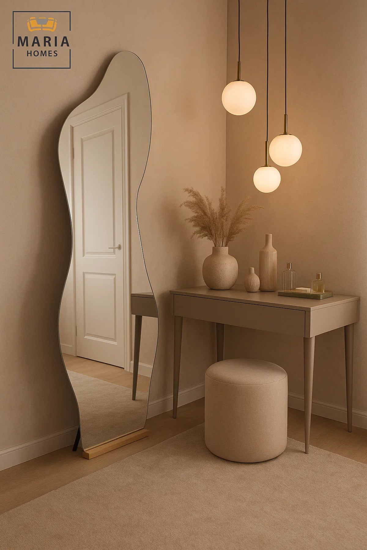 Irregular Full Length Mirror Modern Standing Floor Mirror for Decorative Dressing 165x50