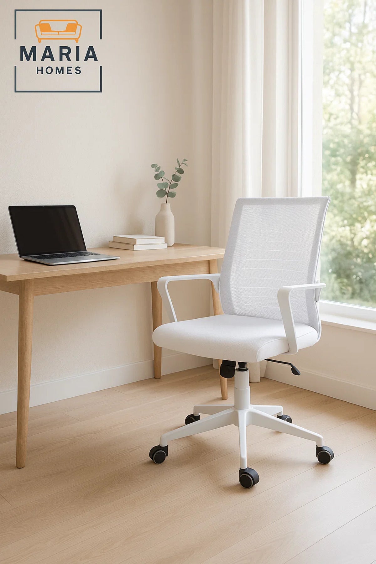 Ergonomic White Office Chair with Mesh Back Ð Adjustable Height, Swivel & Comfortable Design