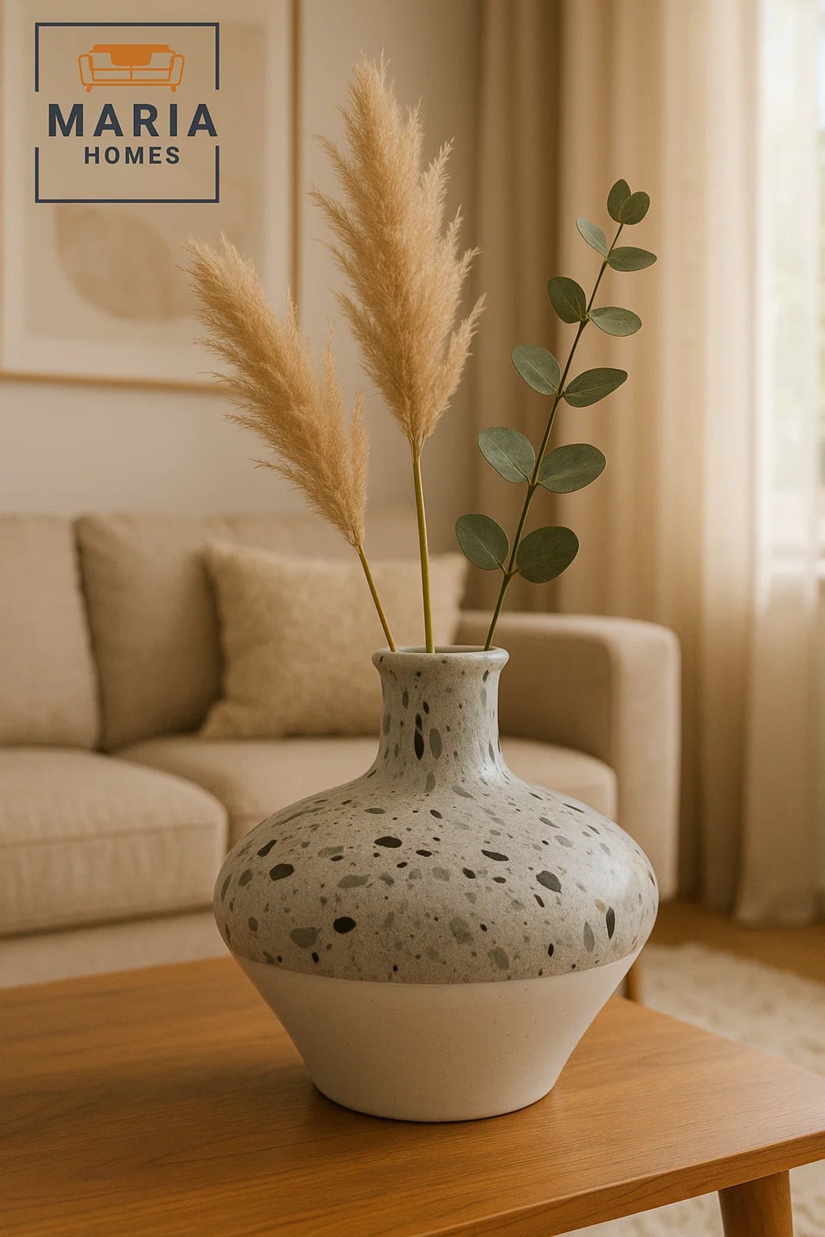 Terrazzo Pattern Ceramic Vase – Modern Round Decorative Flower Pot