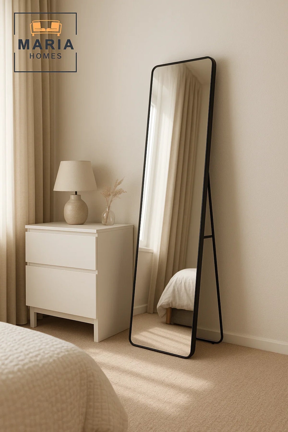 Black Full Length Standing Mirror for Bedroom Wall Mounted Dressing Mirror Modern Home D≈Ωcor