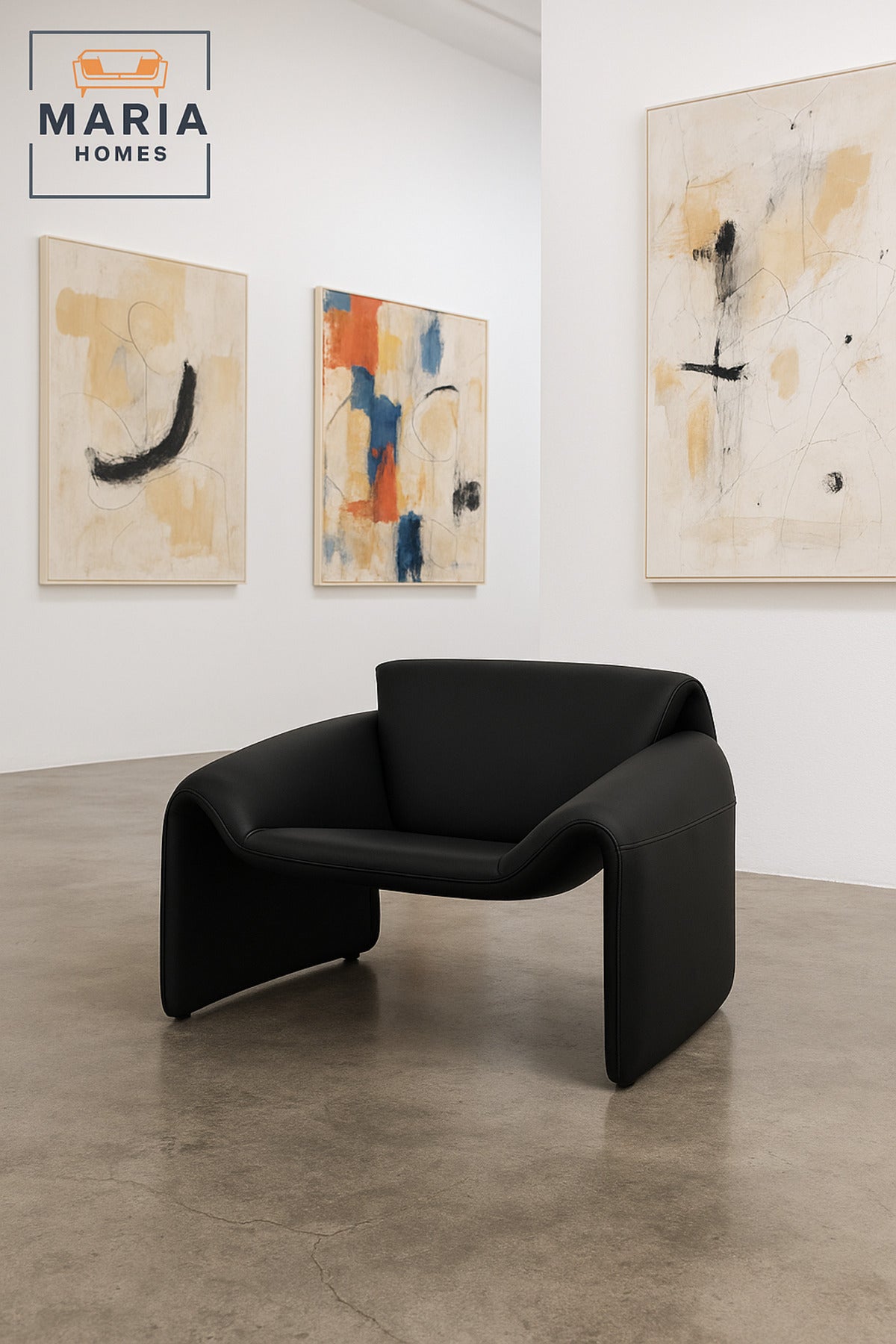 Black Modern Lounge Chair Ð Minimalist Contemporary Accent Seat for Living Room or Office