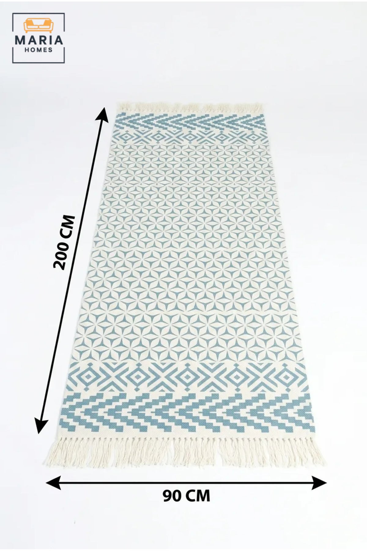 Geometric Runner Rug with Fringed Edges, Long Decorative Floor Carpet for Hallway, Bedroom, Living Room, Entryway, Kitchen and Bedside Area