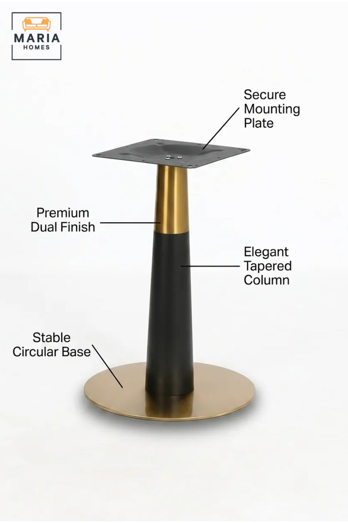 73 cm Metal Pedestal Table Base with Round Floor Plate and Top Mounting Bracket, Modern Support Stand for Dining, Café and Restaurant Tables
