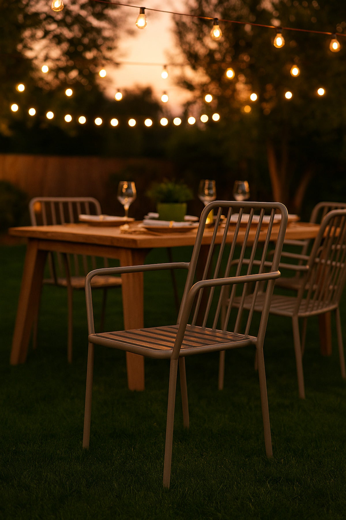 Champagne Gray Metal Chair Ð Modern Outdoor & Indoor Armchair for Garden, Balcony & CafŽ Use
