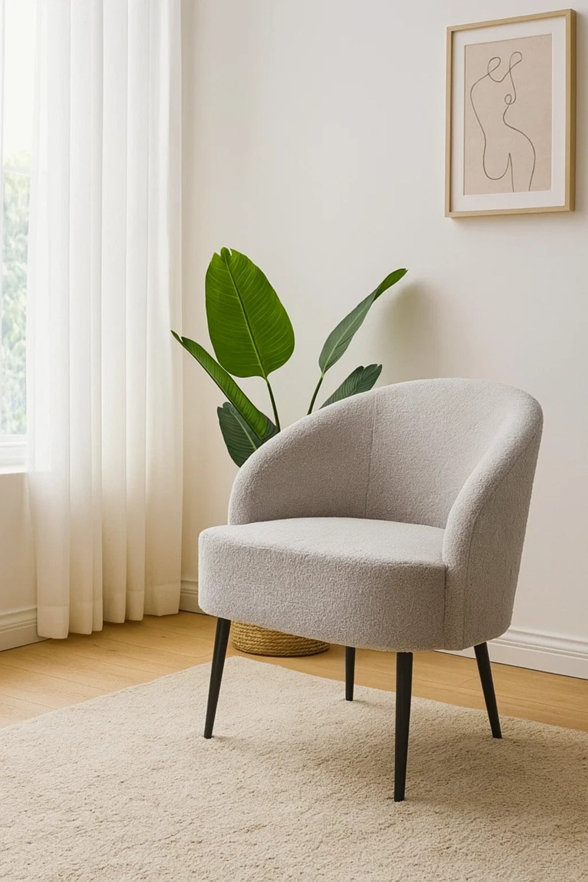 Modern Fabric Accent Armchair, Lounge Chair for Living Room, Bedroom & Office Cabin