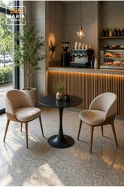 Modern Round Bistro Table with Black Pedestal Base for Cafe Dining Room Furniture