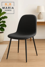 Modern Black Fabric Dining Chair Ð Comfortable Padded Seat with Sleek Metal Legs for Home or Office