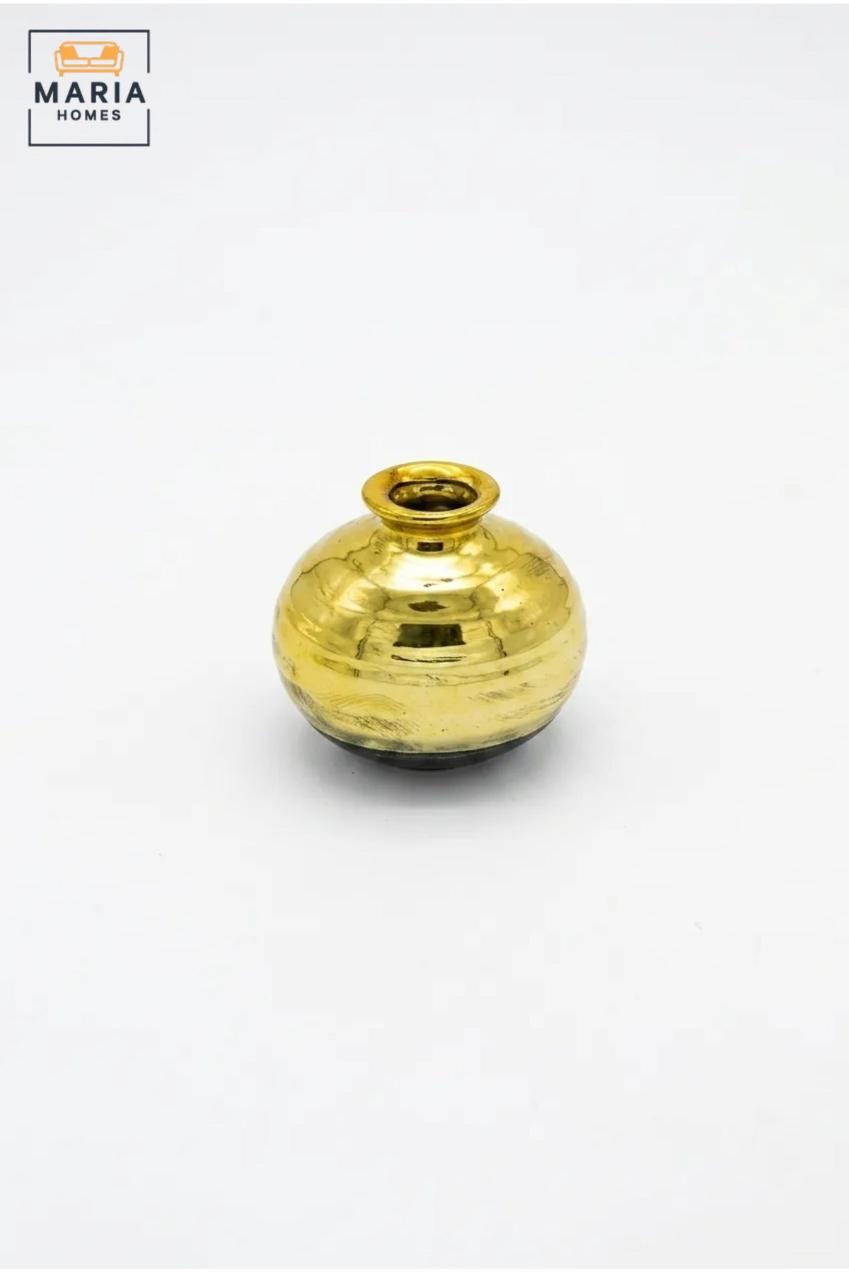 Modern Decorative Glass Vase with Metallic Gold Finish, Small Flower Vase for Living Room, Dining Table, Shelf & Home Décor