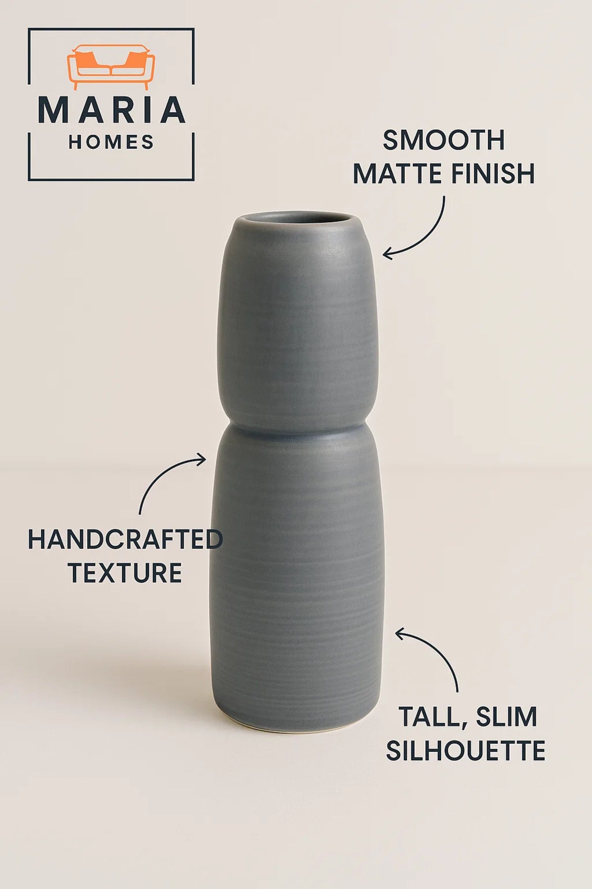 Glossy Grey Stacked Ceramic Decorative Vase Ð Modern Double-Form Design
