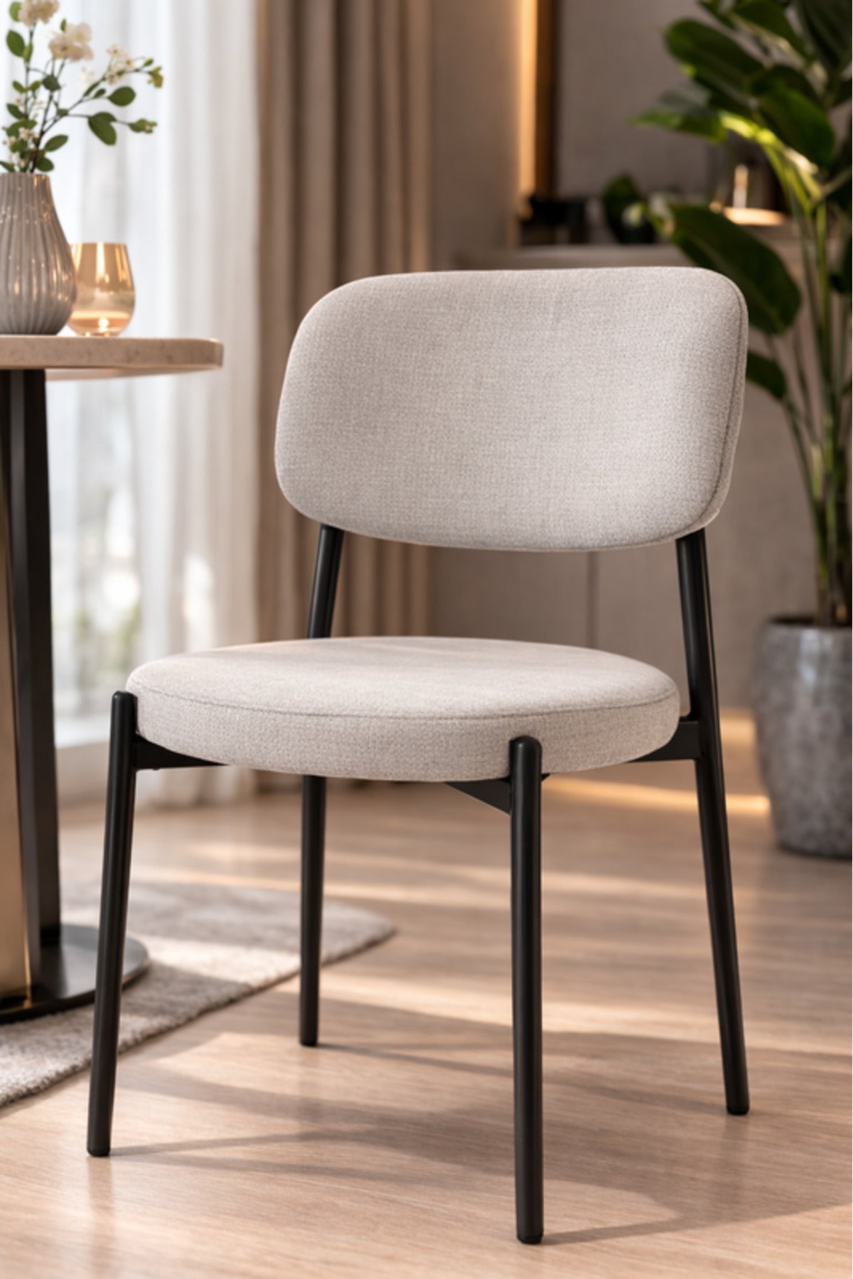 Light Grey Fabric Dining Chair 80x46x49cm Modern light grey fabric Kitchen