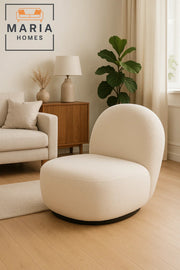 Contemporary White Swivel Lounge Chair Ð BouclŽ Fabric Accent Seating