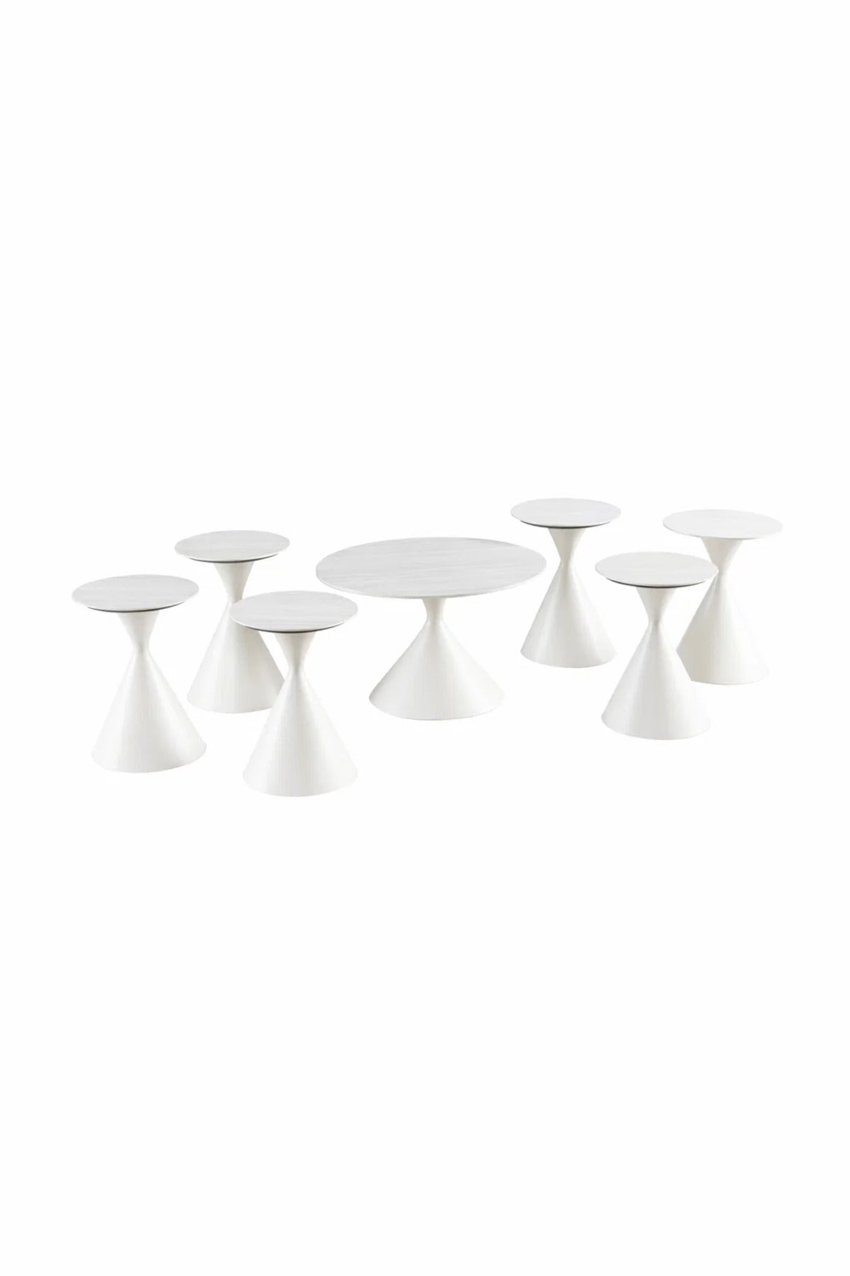 Elegant 7-Piece Round Center Table Set with 6 Nesting Side Tables for Modern Living Spaces
