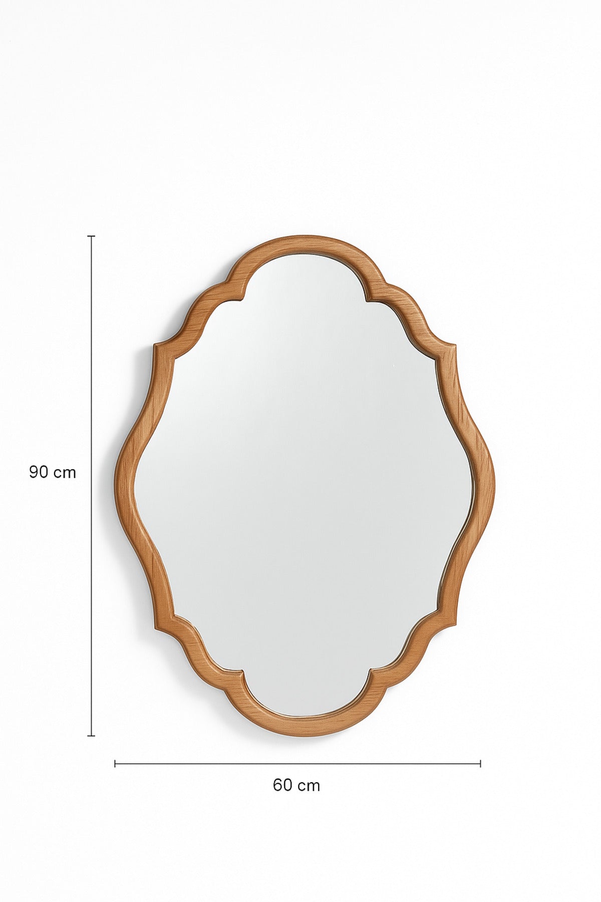 Decorative Wall Mirror with Curved Wooden Frame Ð Natural Finish 60_90 cm