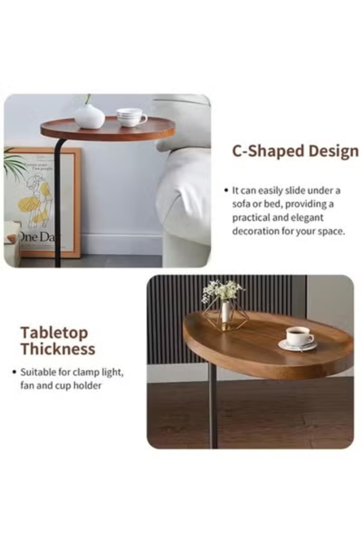 C- Shaped Sturdy Nordic Style Coffee Table Sofa Side Table End Table For Living Room