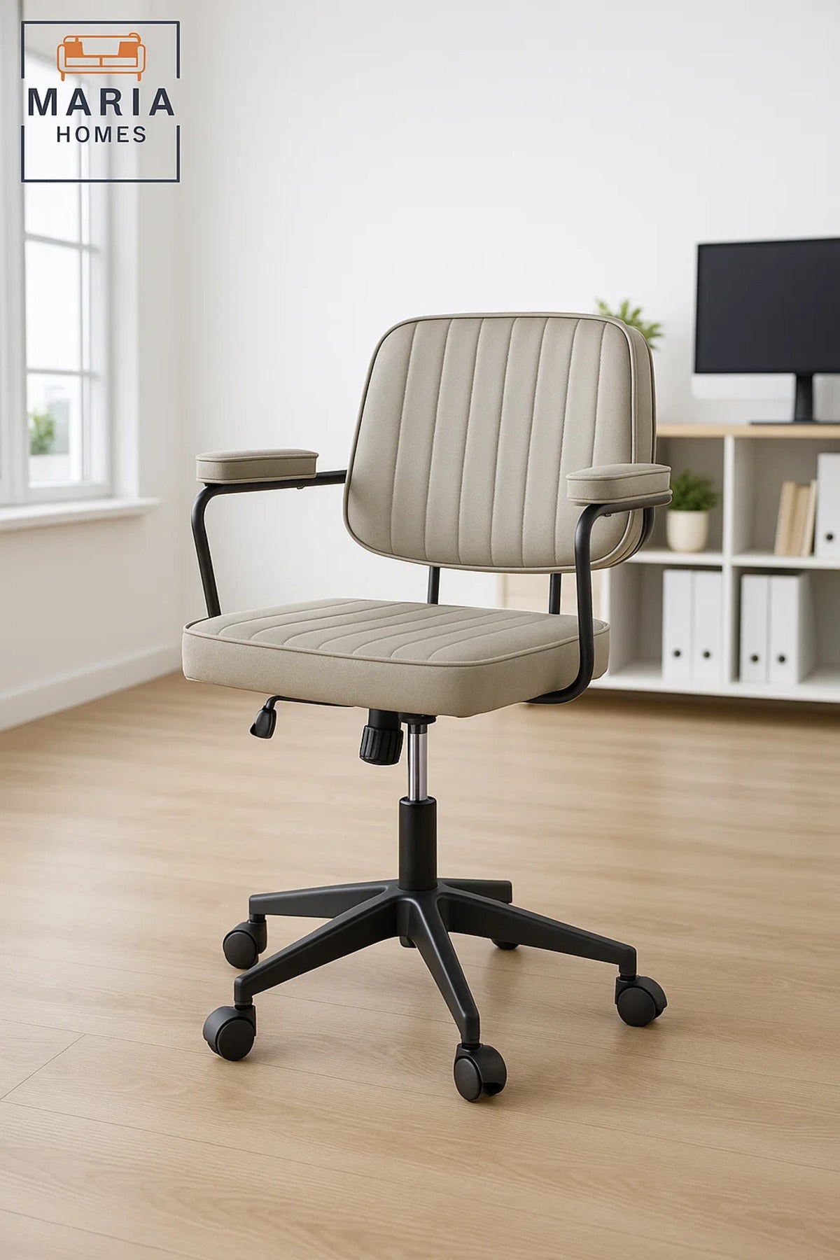 Compact Gray Office Chair with Cushioned Seat Height Ð Study or Home Office
