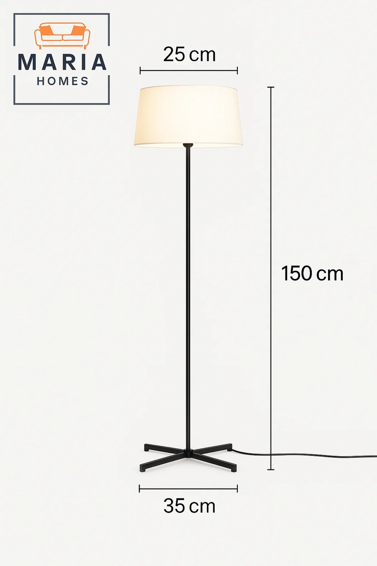 Minimalist Floor Lamp with Tripod Base and Cream Shade